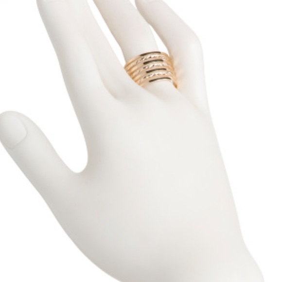 MIA FIORE Made In Italy 14kt Gold Multi Row Polished Diamond Cut Ring Size 8 NEW - Picture 6 of 13